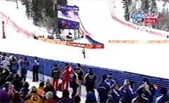Фотография большого (размер около 9х12 метров) электронного видеоэкрана на Олимпийских играх 2002 в Солт-Лейк-Сити.
